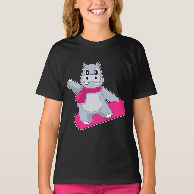 T-shirt Hippo Snowboard Sports d'hiver (Devant)