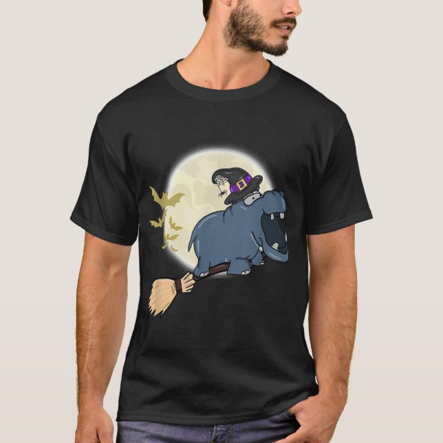 T-shirt Hippo Sorcière Casquette équitation Broom Stick Zo (Devant)