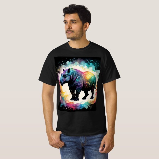 T-shirt Hippo Spectral : Un Voyage Holographique (Devant entier)