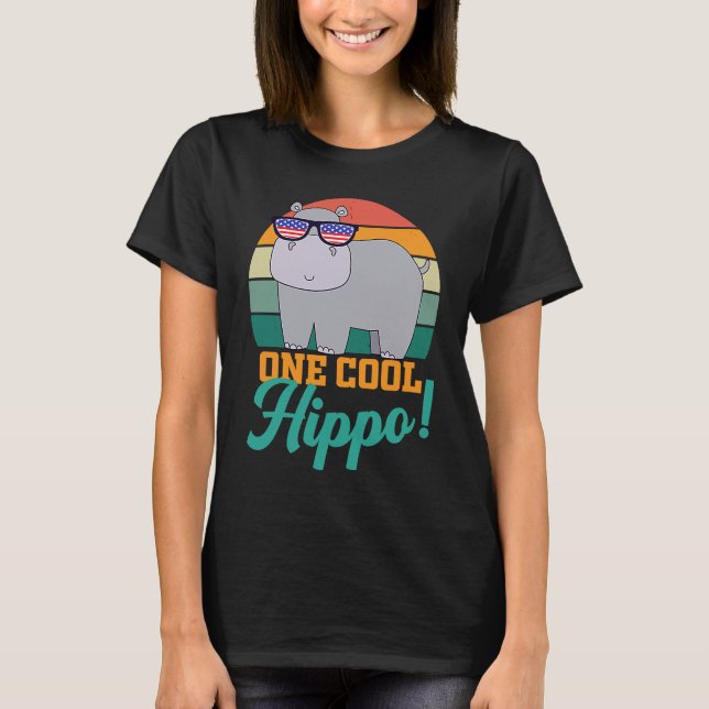 T-shirt Hippo World Hippopotamus Day  USA flag men women k (Devant)