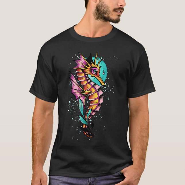 T-shirt Hippocampe aquarelle (Devant)