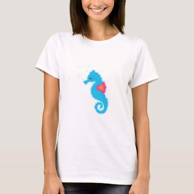 T-shirt Hippocampe Bleu Dessin Animé (Devant)