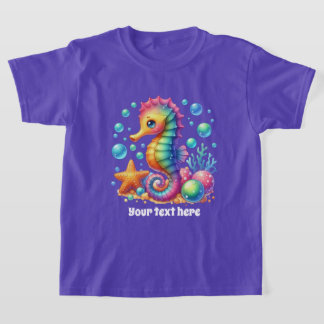 T-shirt Hippocampe mignon ajouter du texte filles 