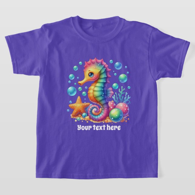 T-shirt Hippocampe mignon ajouter du texte filles  (Poser)