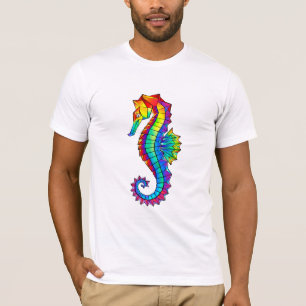 T-shirt Hippocampe polygonal arc-en-ciel