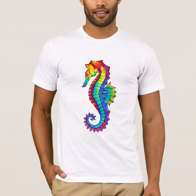 T-shirt Hippocampe polygonal arc-en-ciel (Devant)