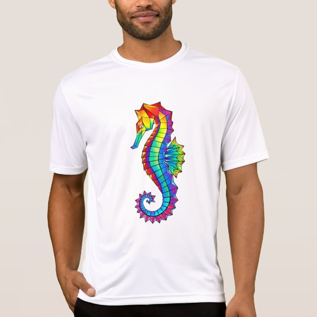 T-shirt Hippocampe polygonal arc-en-ciel (Devant)