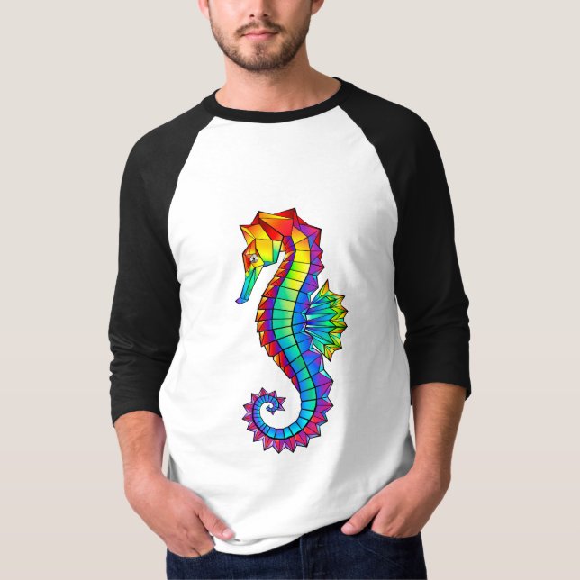 T-shirt Hippocampe polygonal arc-en-ciel (Devant)