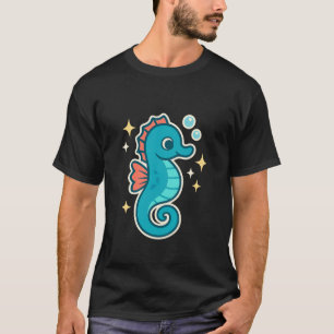 T-shirt Hippocampe Poussière d'Étoiles Turquoise Sous Bull