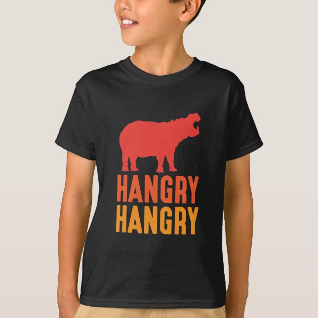 T-shirt Hippone Zoo Animal Pun Hangry Hippopotamus (Devant)