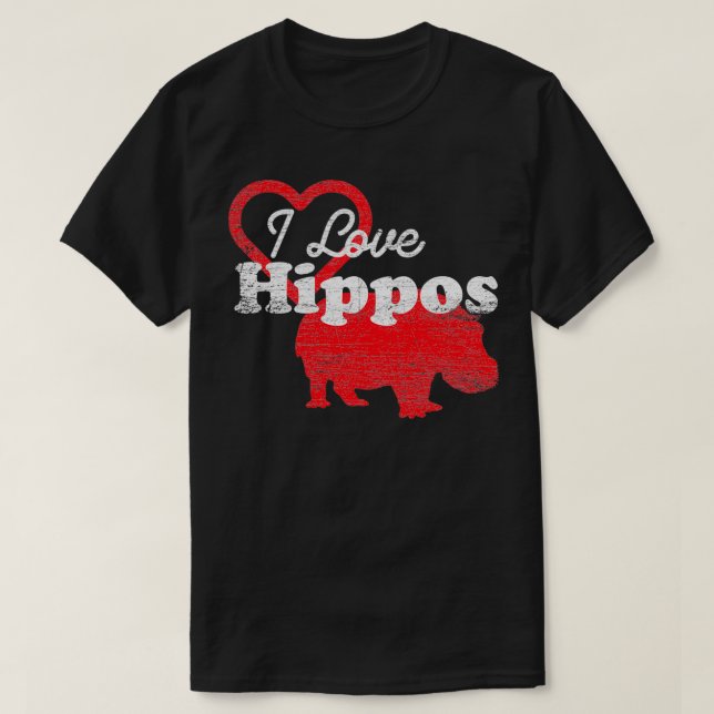 T-shirt Hippopotame amour Valentines (Design devant)