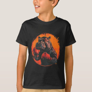 T-shirt Hippopotame Boxeur Avec Gants De Boxe Kickboxing D