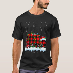 T-shirt Hippopotame Chapeau de Père Noël de Noël Animaux M