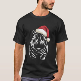 T-shirt Hippopotame chapeau de Père Noël de Noël pyjama dr