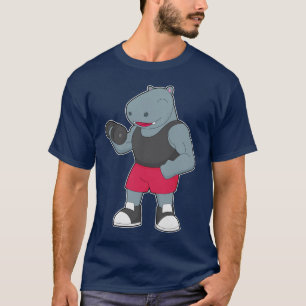 T-shirt Hippopotame culturiste haltère musculation
