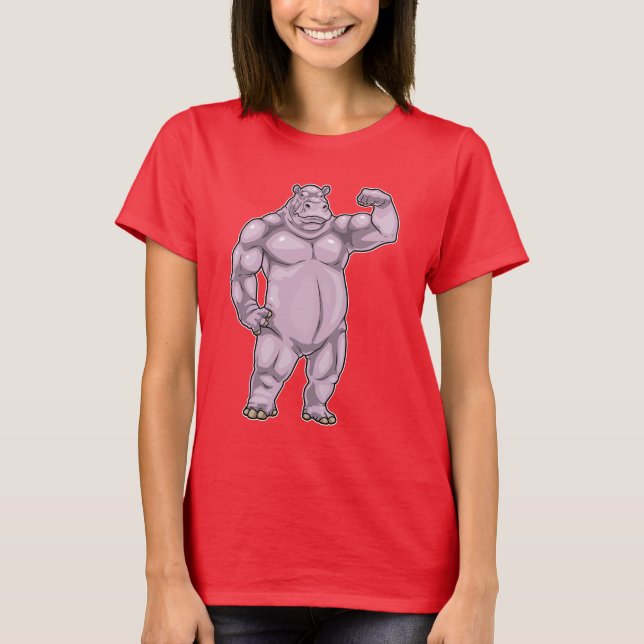 T-shirt Hippopotame culturiste musculation (Devant)