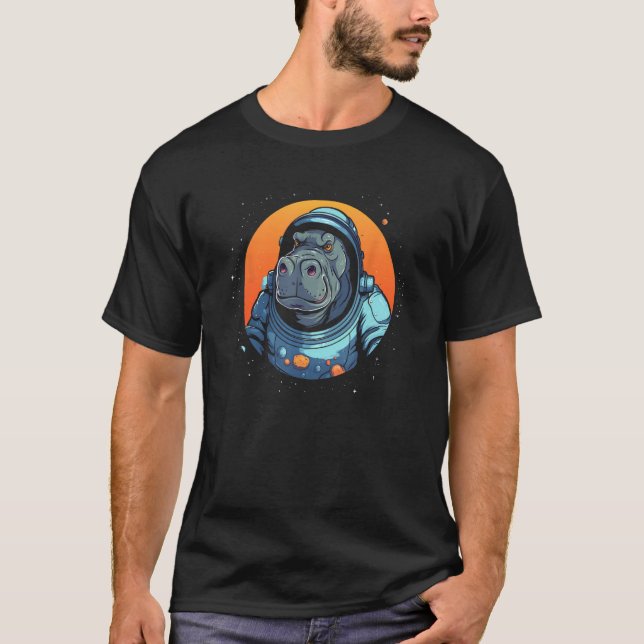 T-shirt Hippopotame dans l'espace mignon Hippo Safari anim (Devant)