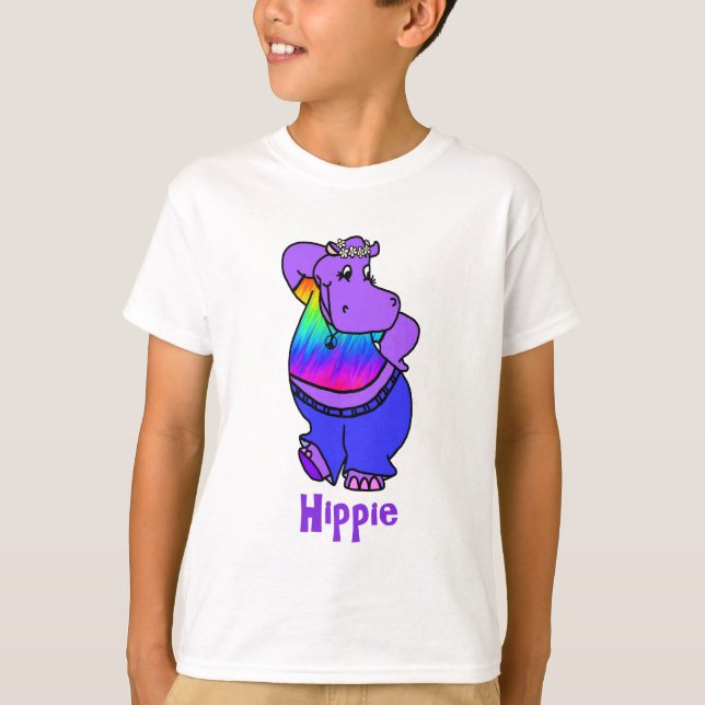 T-shirt Hippopotame de hippie de "Hippe" (Devant)