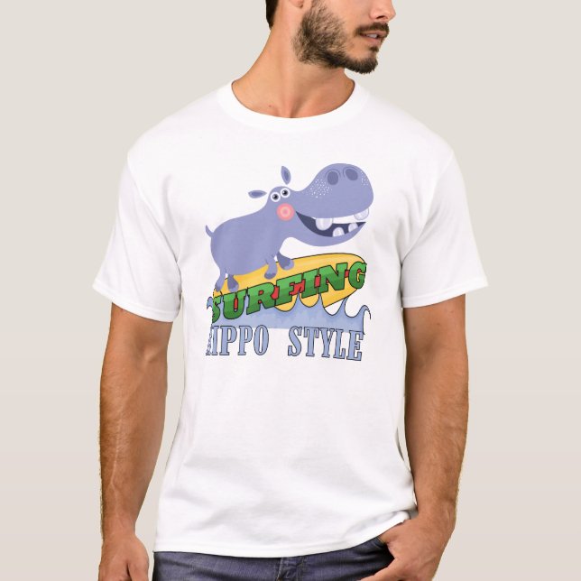 T-shirt Hippopotame de surfer (Devant)