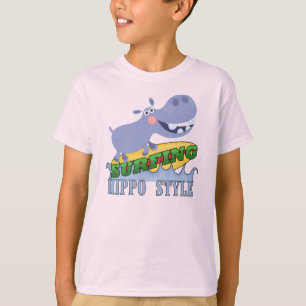 T-shirt Hippopotame de surfer