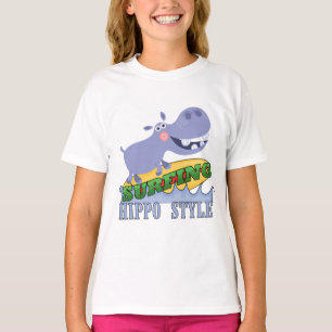 T-shirt Hippopotame de surfer
