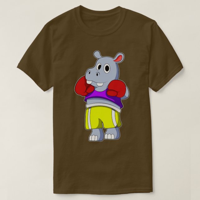 T-shirt Hippopotame en boxeur avec gants de boxe (Design devant)