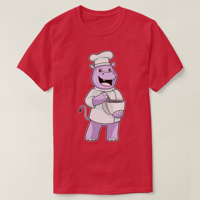 T-shirt Hippopotame en chef avec bol (Design devant)