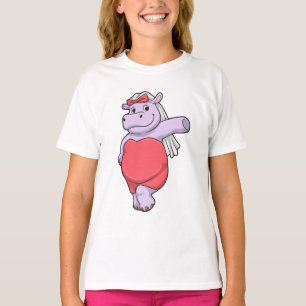 T-shirt Hippopotame en mariée avec voile et nœud