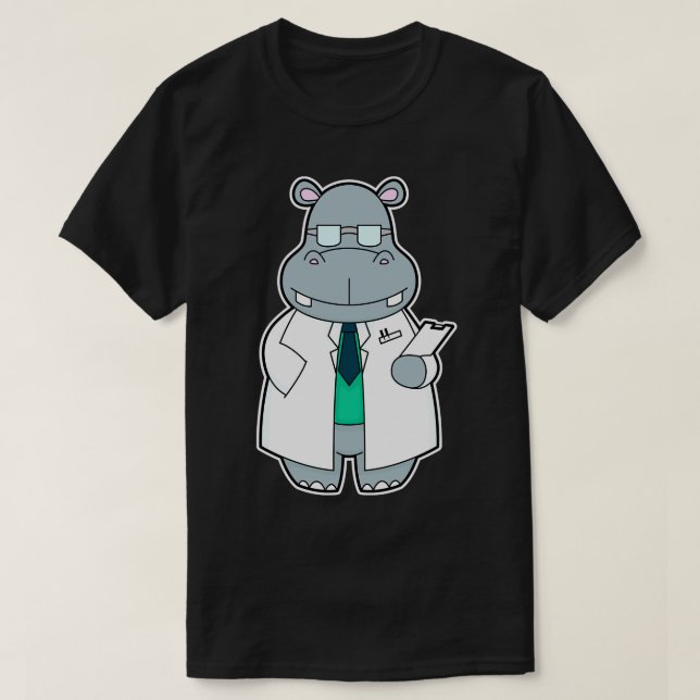 T-shirt Hippopotame en médecin avec blouse (Design devant)
