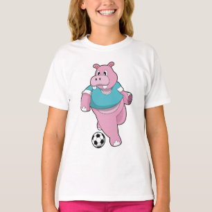 T-shirt Hippopotame en tant que joueur de football avec Fo