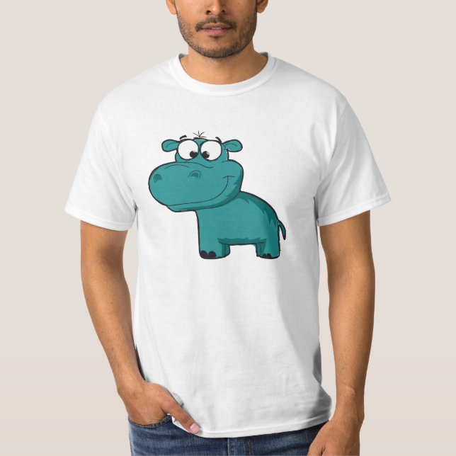 T-shirt Hippopotame heureux bleu (Devant)