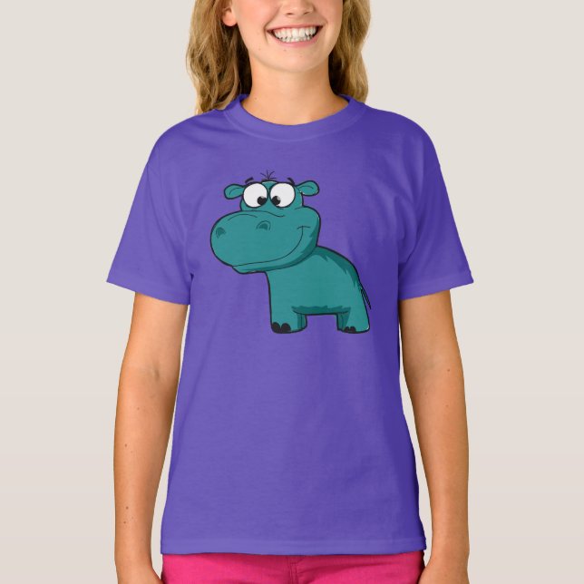 T-shirt Hippopotame heureux bleu (Devant)