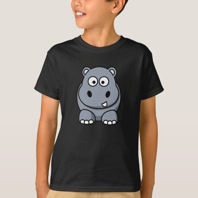 T-shirt Hippopotame mignon de bande dessinée (Devant)