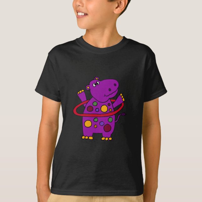 T-shirt Hippopotame pourpre drôle jouant le cercle de (Devant)