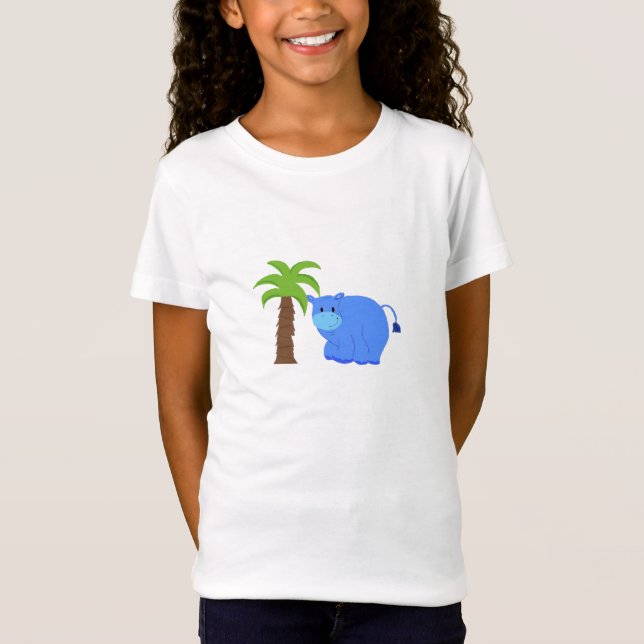 T-Shirt Hippopotame près d'un palmier (Devant)