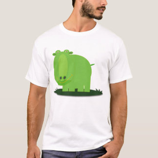 T-shirt Hippopotame vert mignon et d'amusement