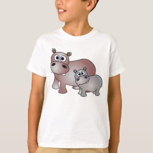 T-shirt Hippopotames mignons maman et bébé