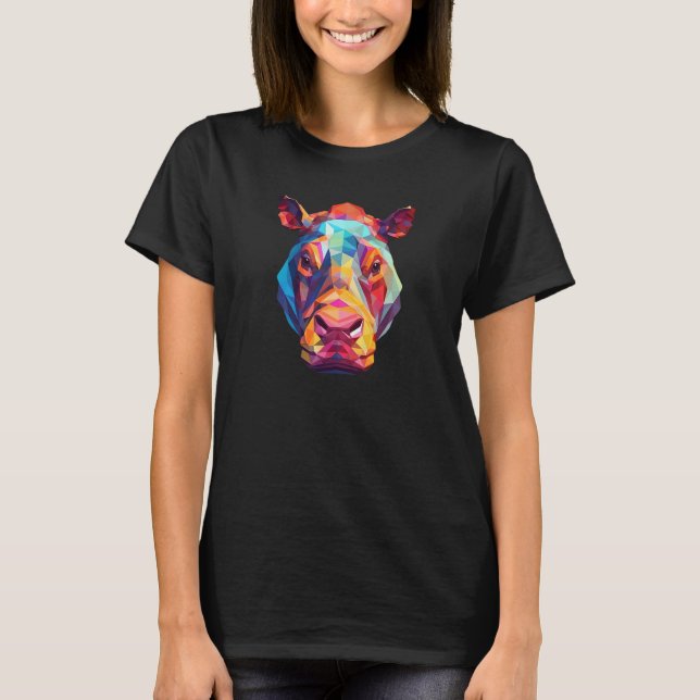 T-shirt Hippopotamus Cute Hippo Geometric Zoo Animal 1 (Devant)