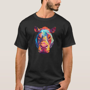 T-shirt Hippopotamus Cute Hippo Zoo géométrique Animal 1