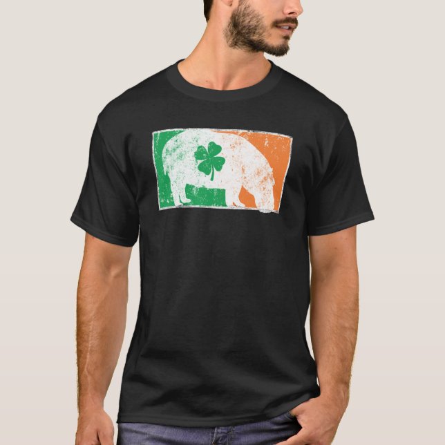 T-shirt Hippopotamus St Patrick's Day Irish Flag C Distres (Devant)