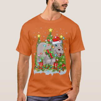 T-shirt Hippopotamus Xmas Lumières Père Noël Hippopotamus 