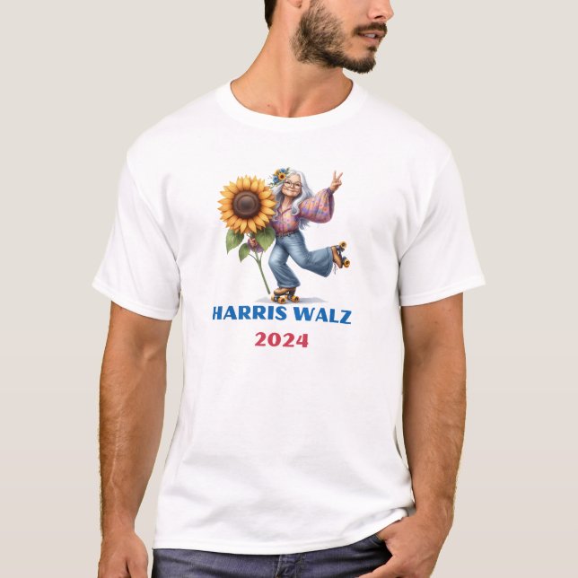 T-SHIRT HIPPY GRANDMA POUR HARRIS WALZ 2024 (Devant)