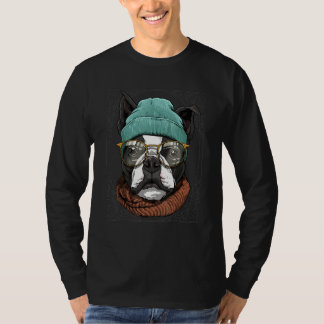 T-shirt Hipster Boston Terrier Animal Wearing Sunglasses D
