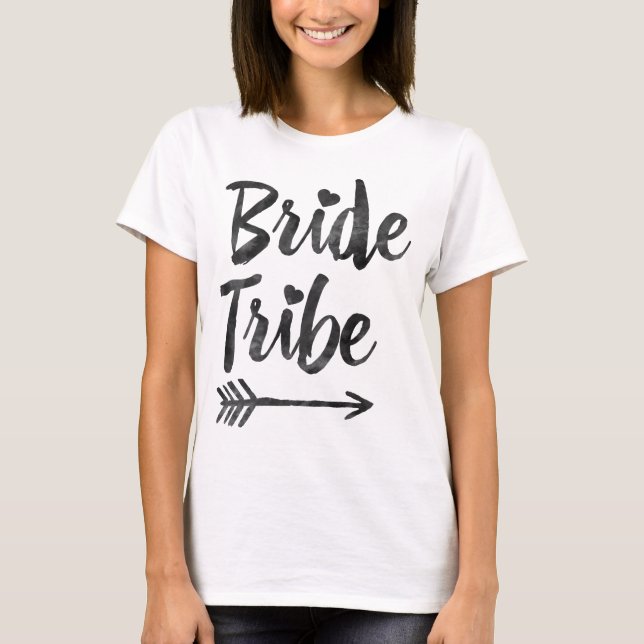 T-shirt Hipster Bridesmaiers Mariée Tribe Script Flèche (Devant)
