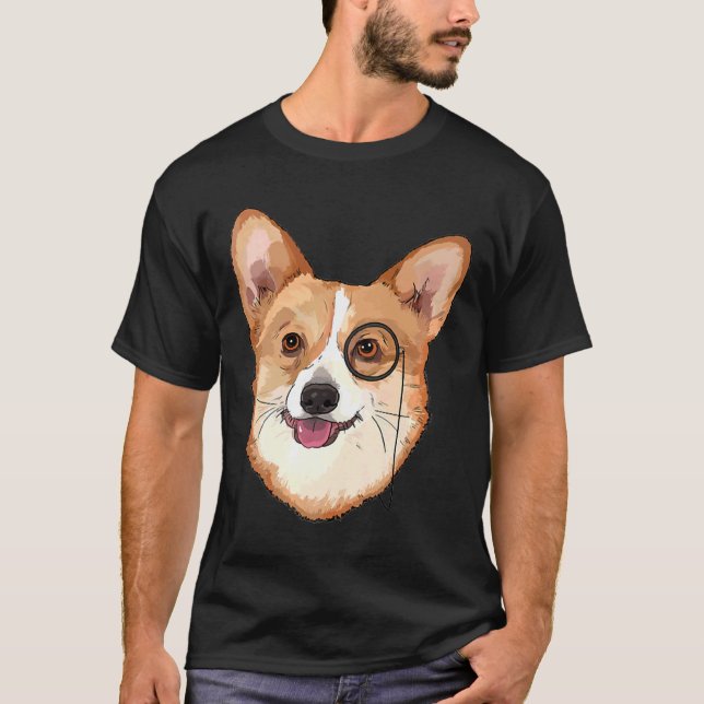 T-shirt Hipster Corgi Avec Monocles Corgi (Devant)