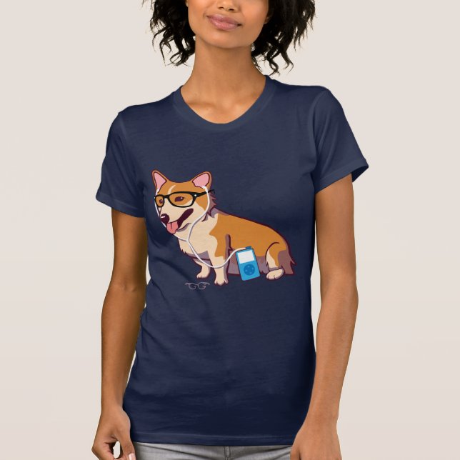 T-shirt Hipster Corgi (sans texte) (Devant)