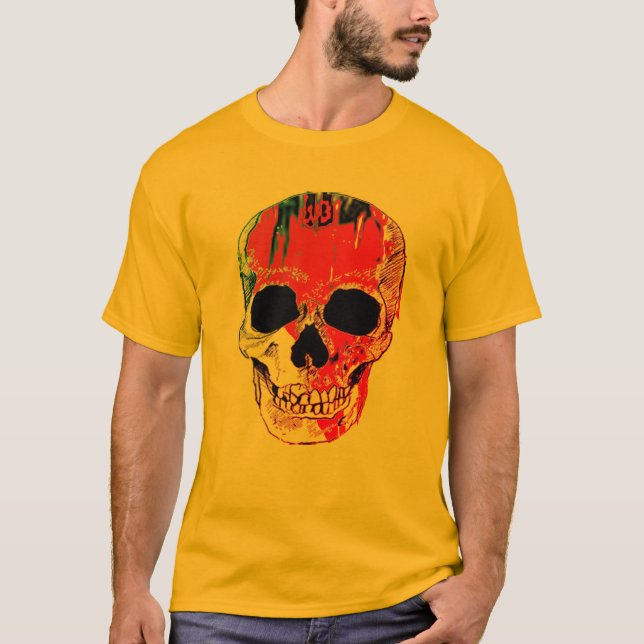 T-shirt Hipster Éffrayant crâne sanglant Chemise Halloween (Devant)