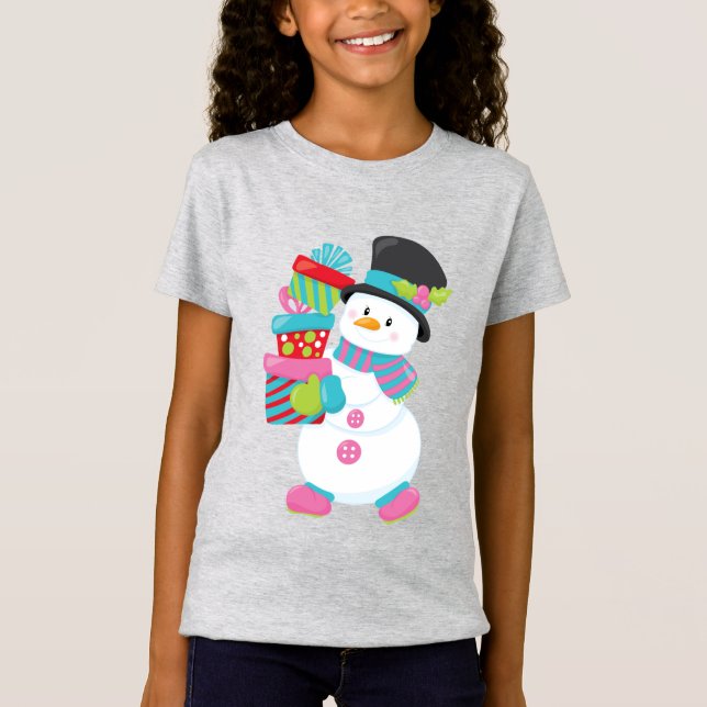 T-Shirt hipster enfants snowman saison cadeau de noël (Devant)