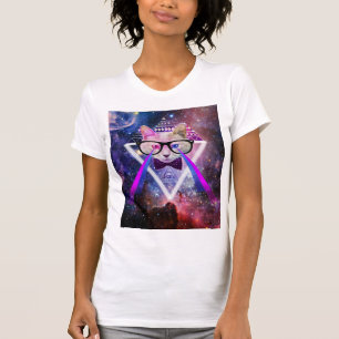 T-shirt Hipster galaxy cat