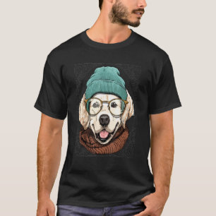 T-shirt Hipster Golden Retriever Animal porter des lunette